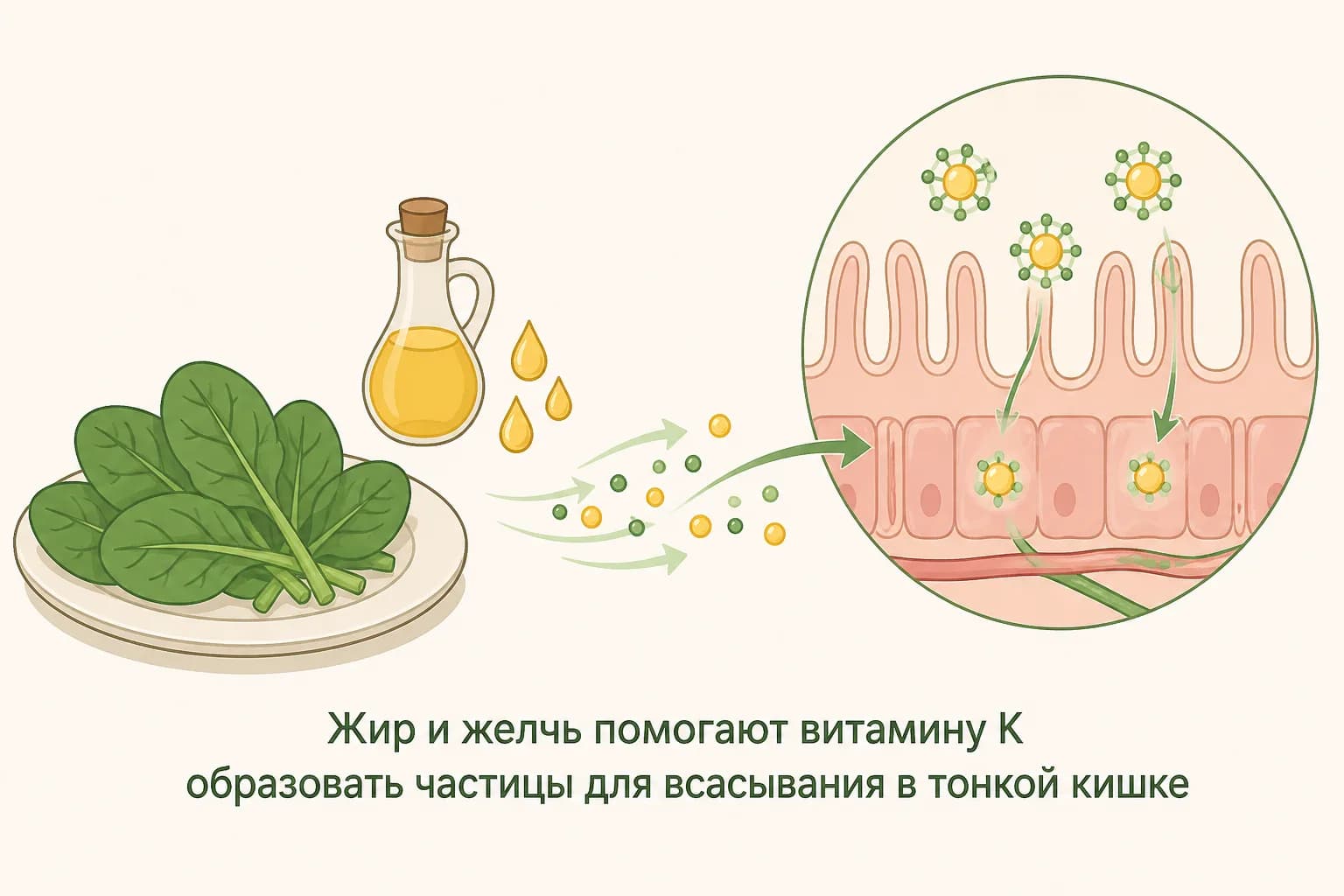Почему витамин K лучше усваивается в составе блюда с жиром